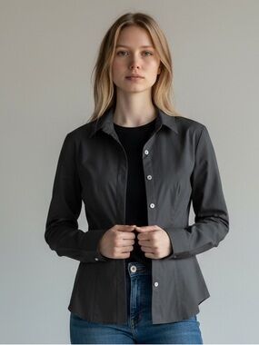 Banana Republic Petite Black Shirt Jacket